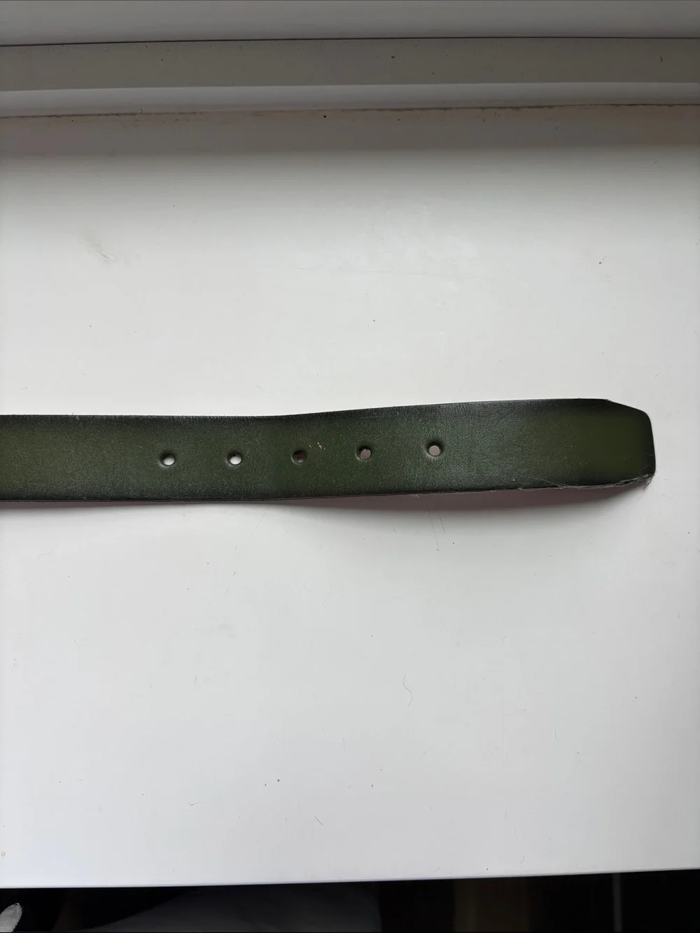 Men's Dark Green Leather Belt - Classic Double-Prong Design